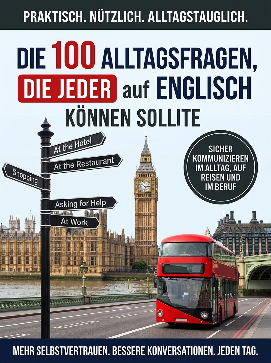 Die 100 Alltagsfragen, die jeder auf Englisch können sollte - E-Book von MissClock E-Book Cover: Die 100 Alltagsfragen, die jeder auf Englisch können sollte von MissClock